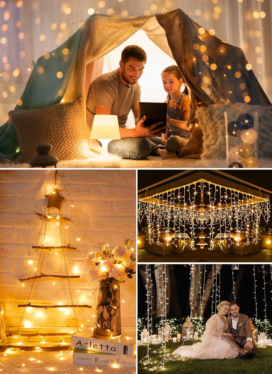 Battery Operated String Lights - 2 Pack, 33 FT, 100 LED, Warm White