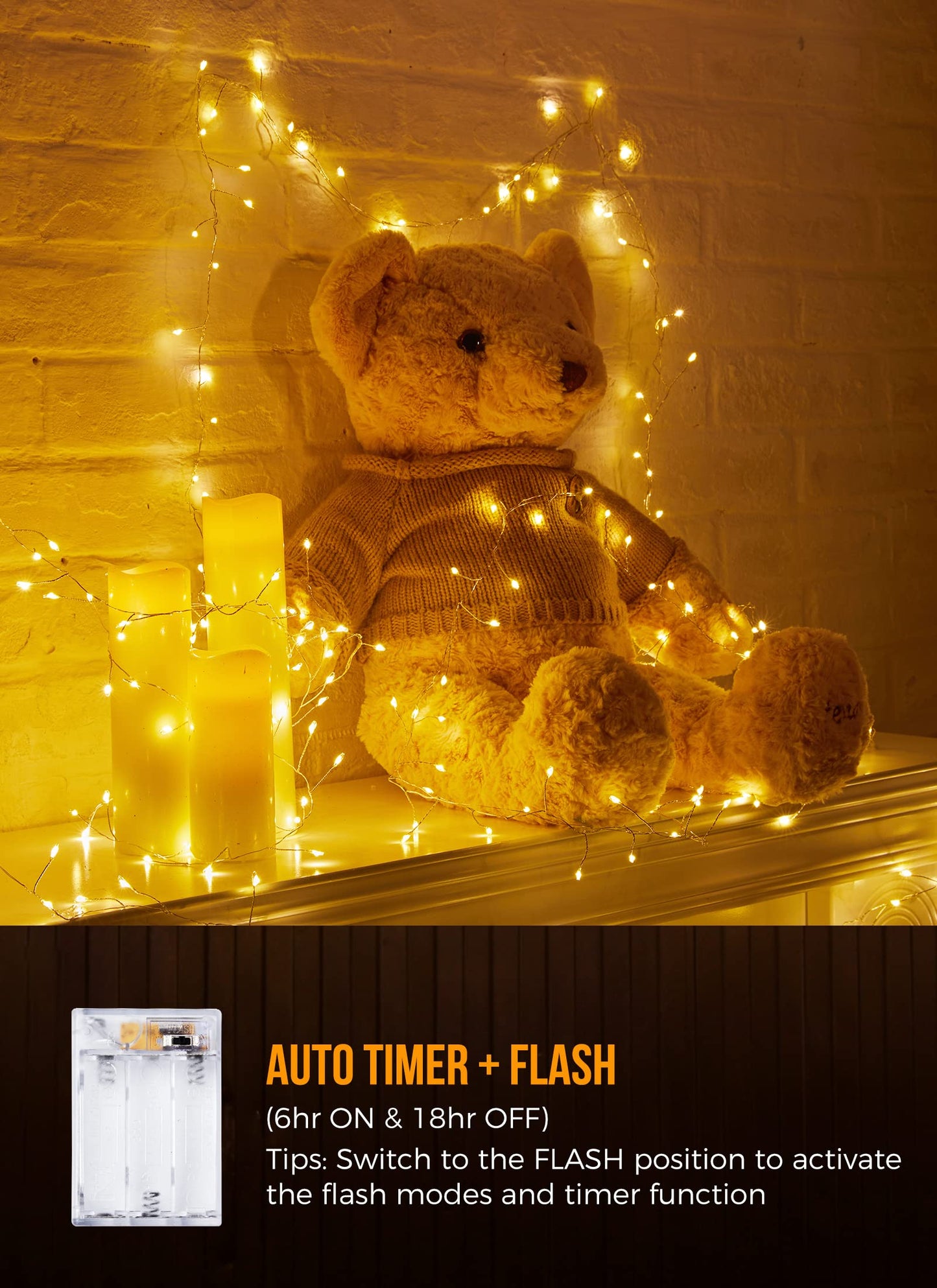 Cluster Lights on Silver Wire, AA Battery Operated