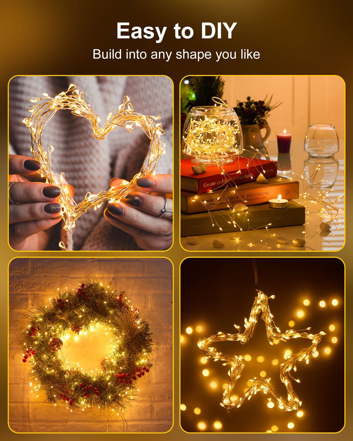 Cluster Lights on Silver Wire, AA Battery Operated