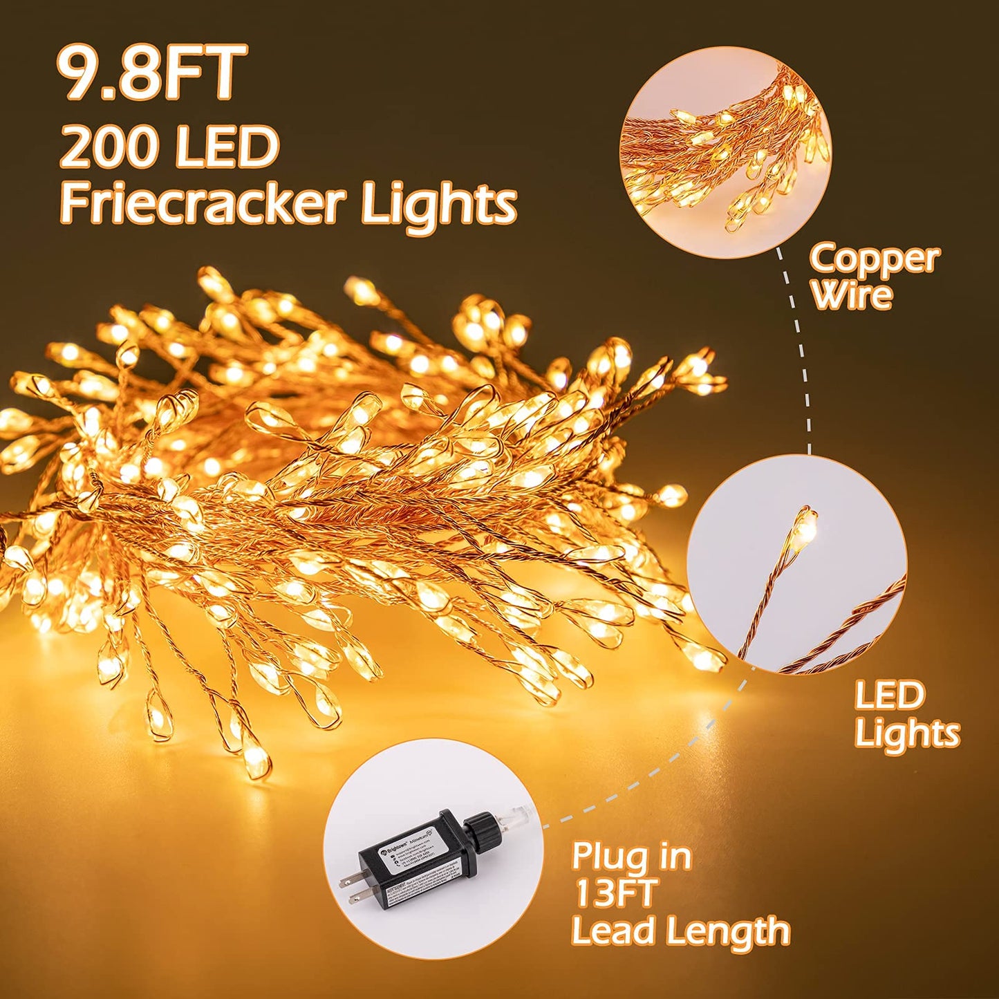 Cluster Lights on Copper Wire with Adapter