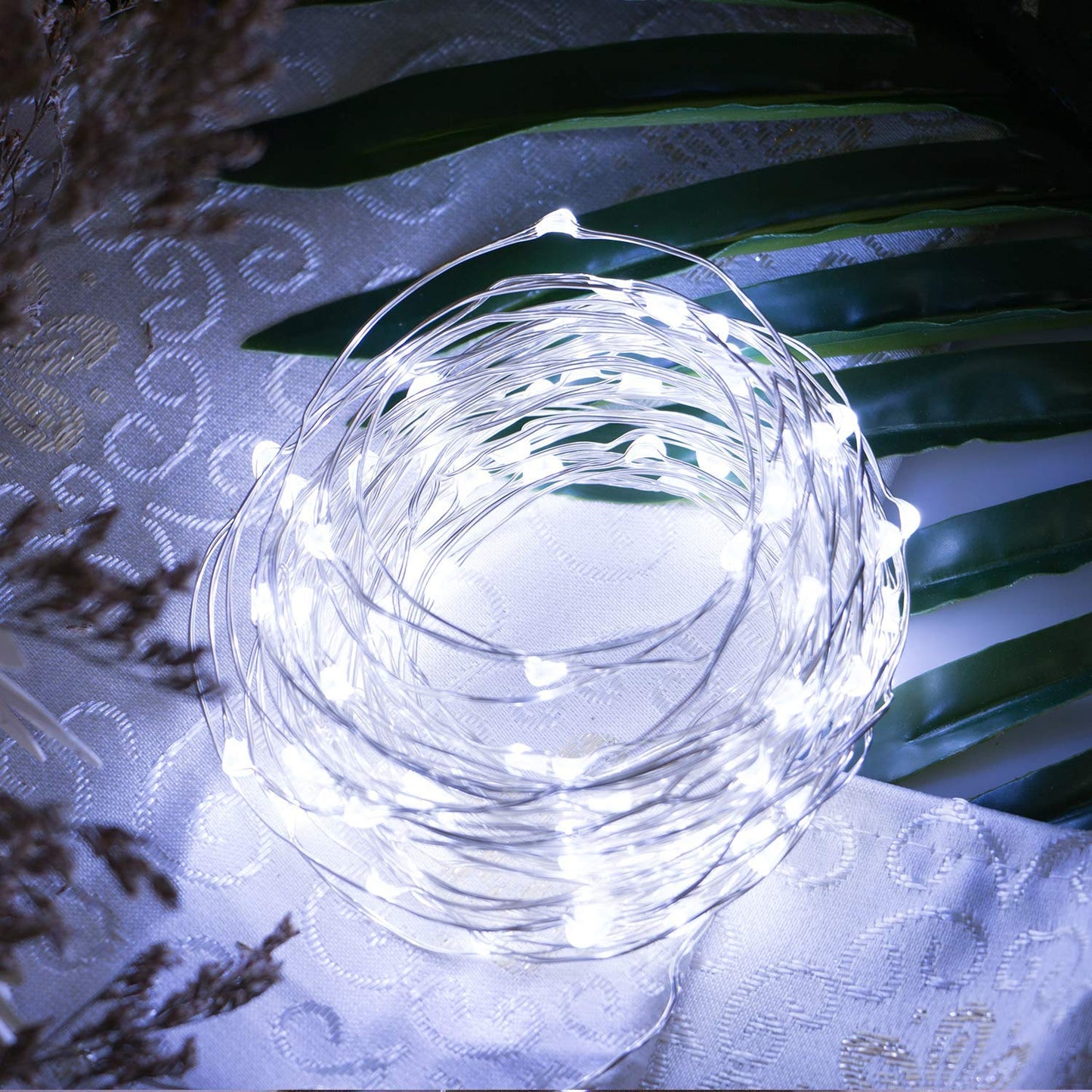 Silver Fairy Lights with Remote, USB/Adapter Powered, 8 Modes