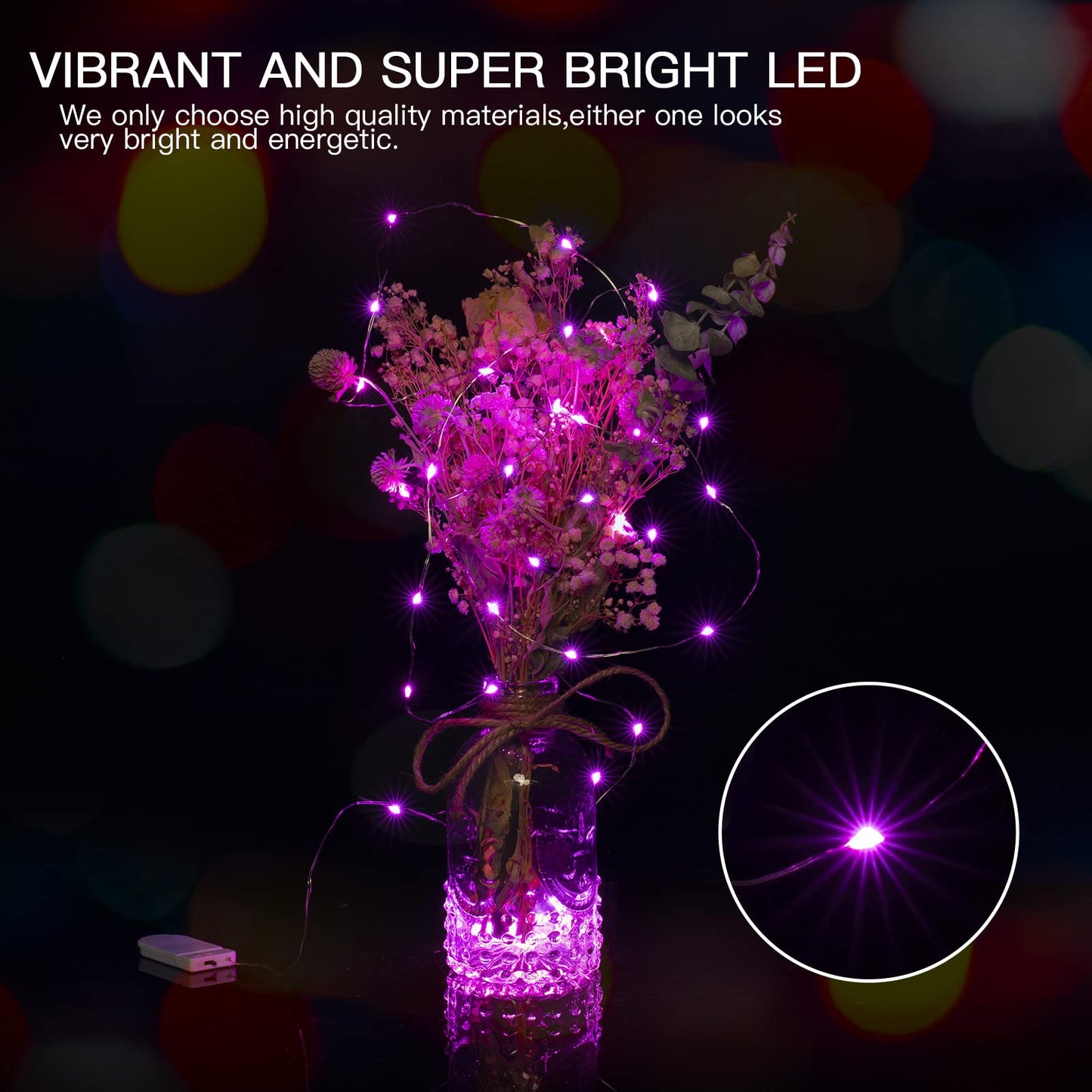 Silver Fairy Lights, CR2032 Battery Operated, 7 Feet 20 LED