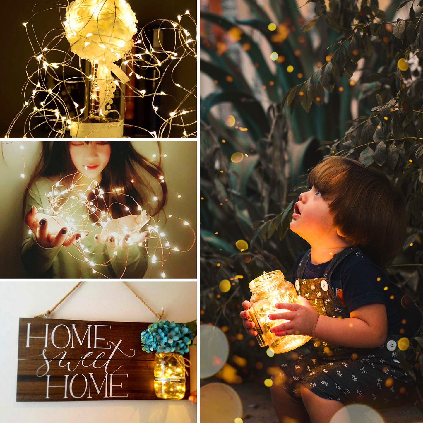 Silver Fairy Lights with Remote, USB/Adapter Powered, 8 Modes