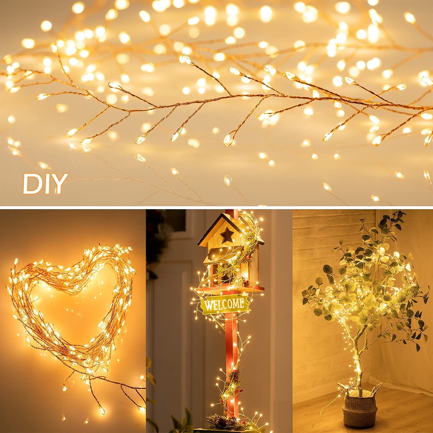 Cluster Lights on Copper Wire with Adapter