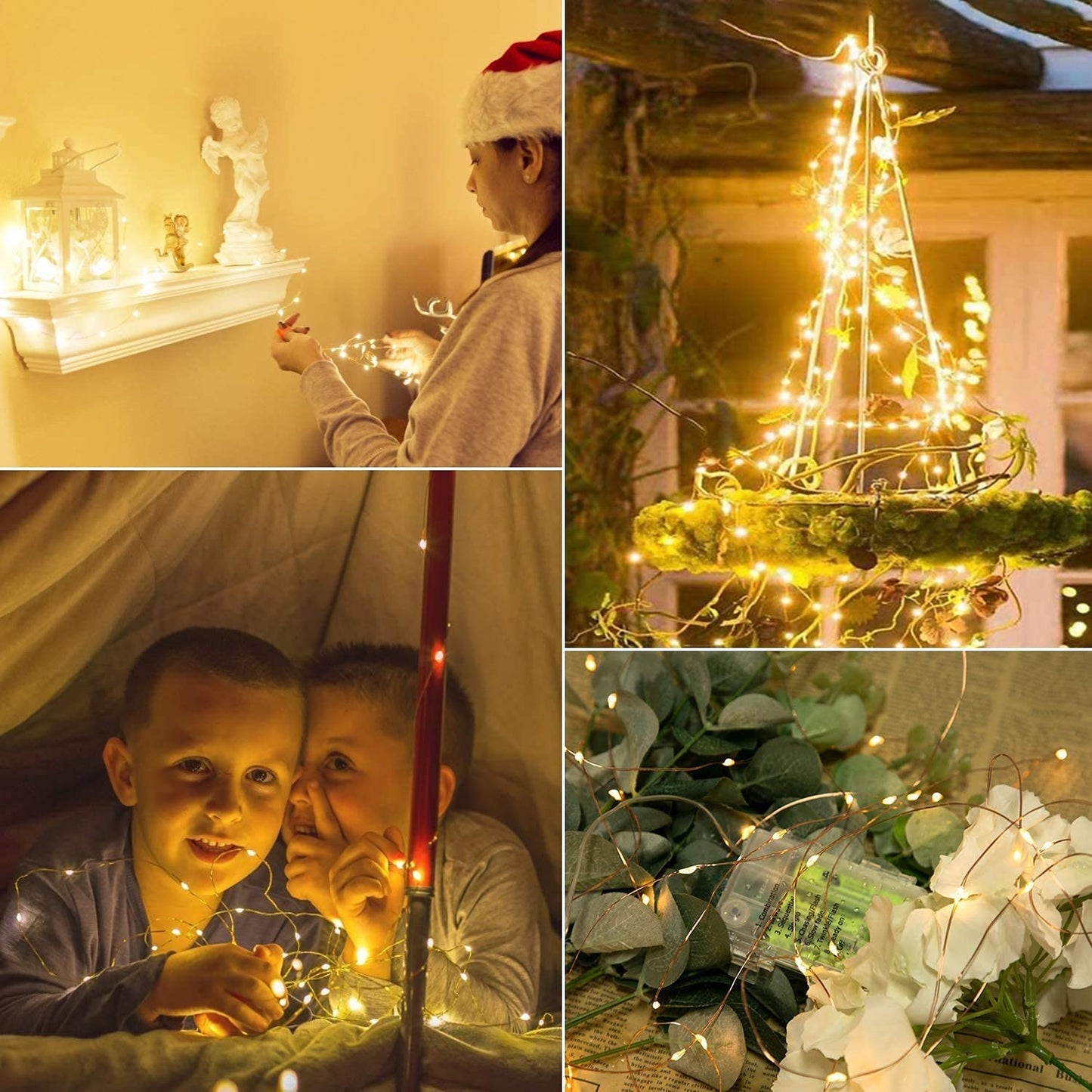 Silver Fairy Lights with Remote, USB/Adapter Powered, 8 Modes