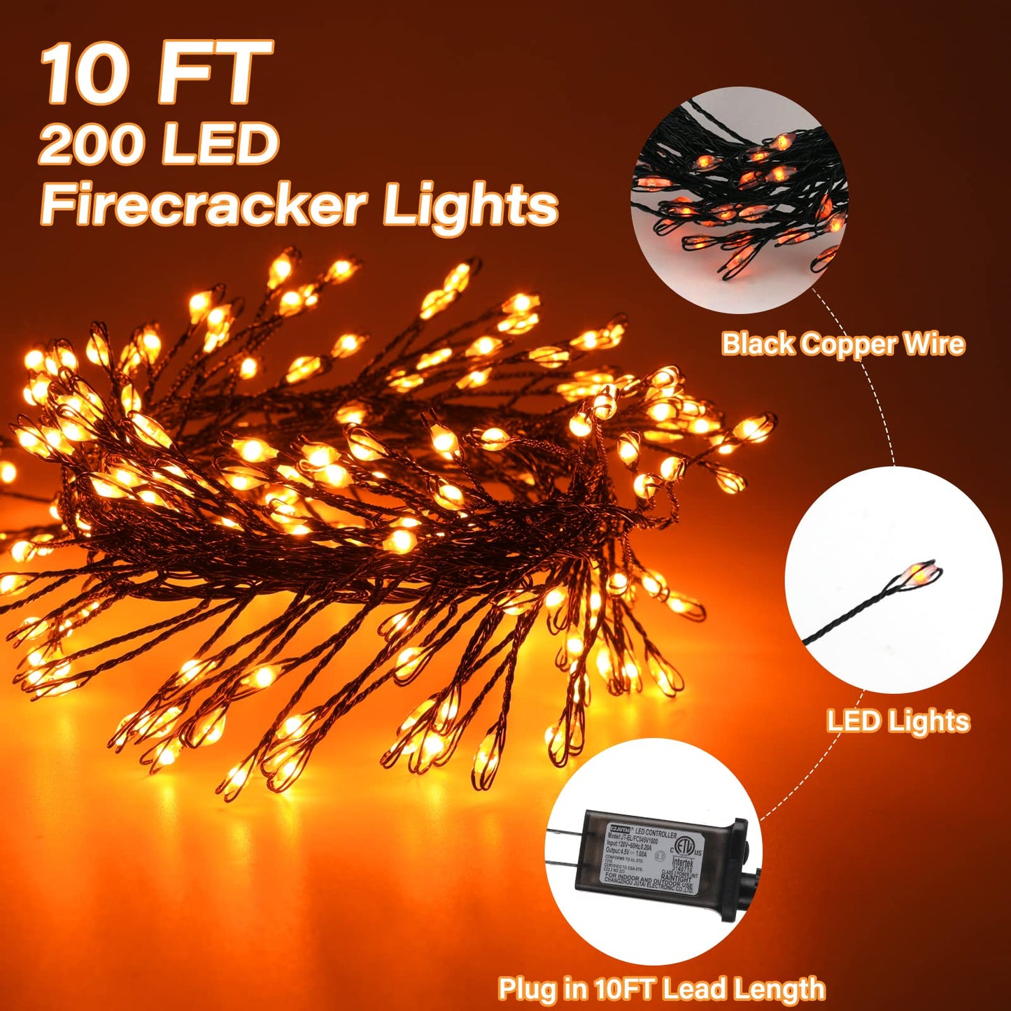Cluster Lights with Remote, 8 Modes, Adapter
