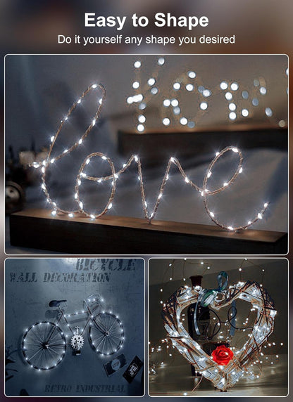 33FT 100LED Pure White Fairy Lights - Battery Operated, Waterproof, Remote Control