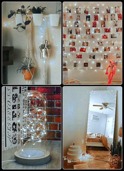 33FT 100LED Pure White Fairy Lights - Battery Operated, Waterproof, Remote Control