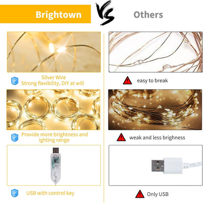 Curtain String Lights - 198 LED Fairy Lights with Remote, USB, 8 Modes