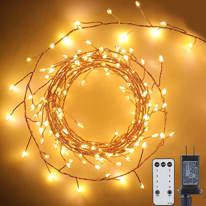 Cluster Lights with Remote, 8 Modes, Adapter