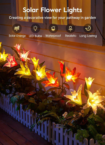 Solar Flower Lights - 4 Pack, LED, Waterproof, Multicolor