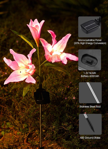 Solar Flower Lights - 4 Pack, LED, Waterproof, Multicolor
