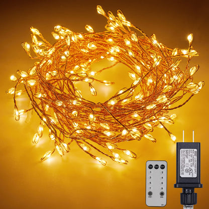 Cluster Lights with Remote, 8 Modes, Adapter