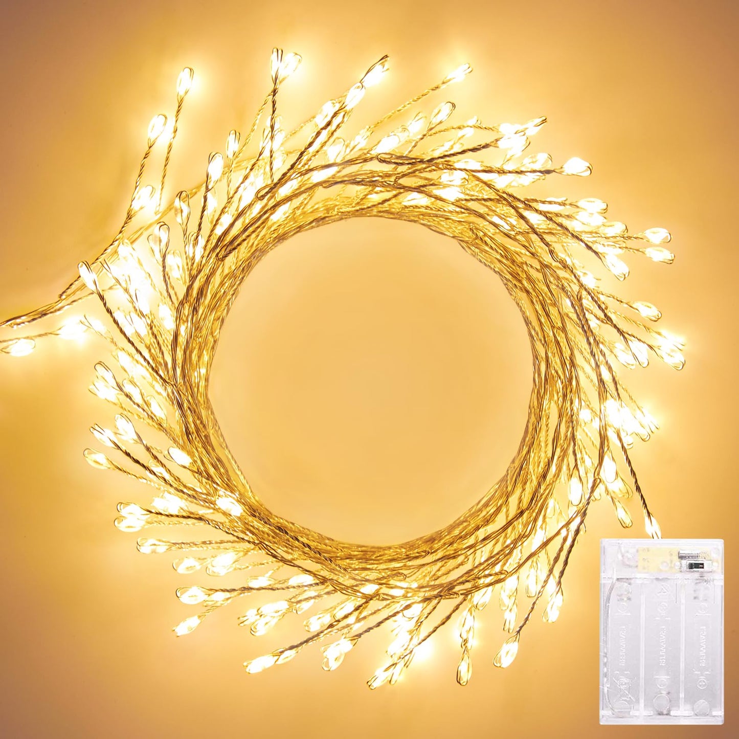 Cluster Lights on Silver Wire, AA Battery Operated