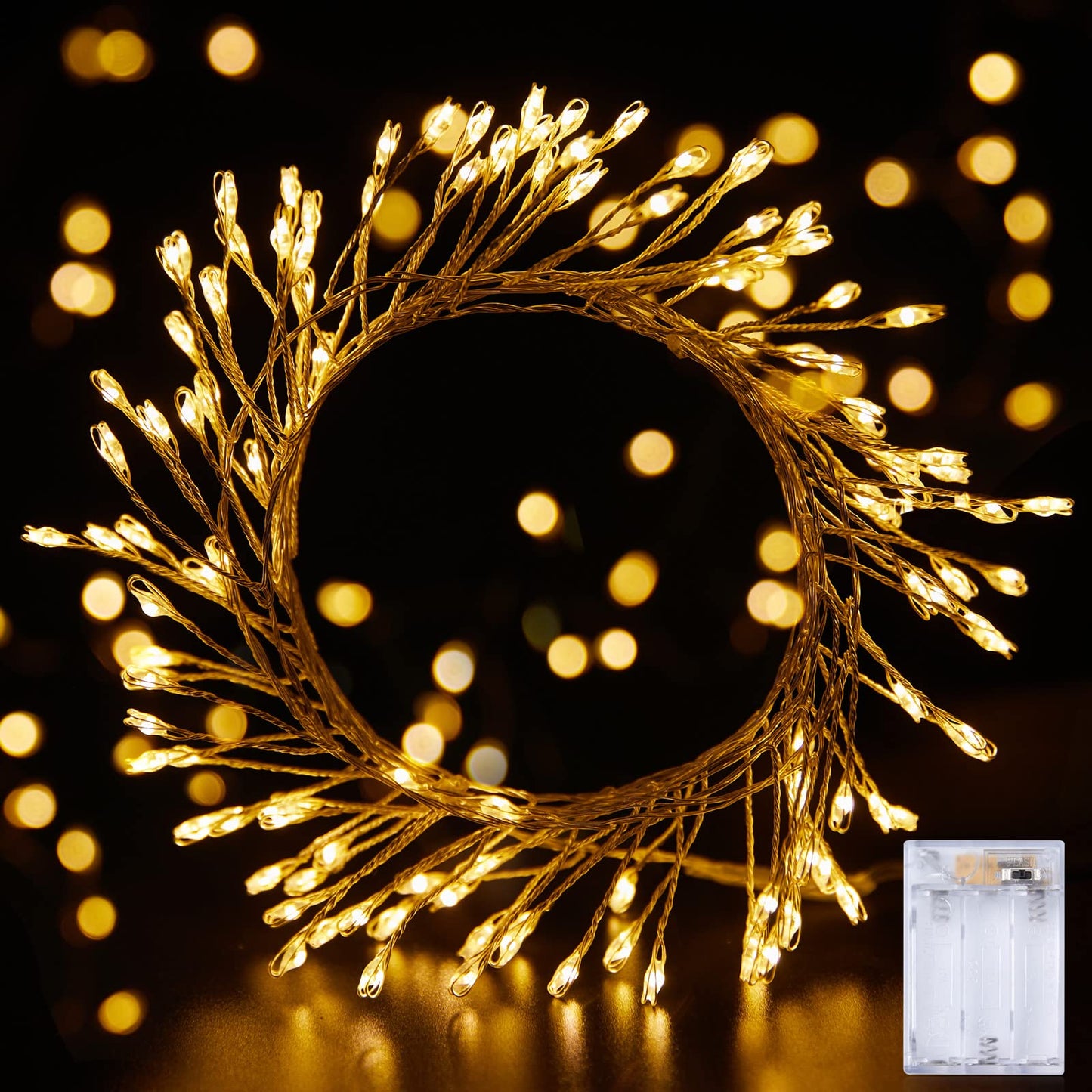 Cluster Lights on Silver Wire, AA Battery Operated