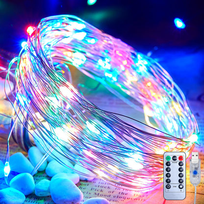33ft USB Fairy Lights - Copper Wire, 100 LED, Remote Control