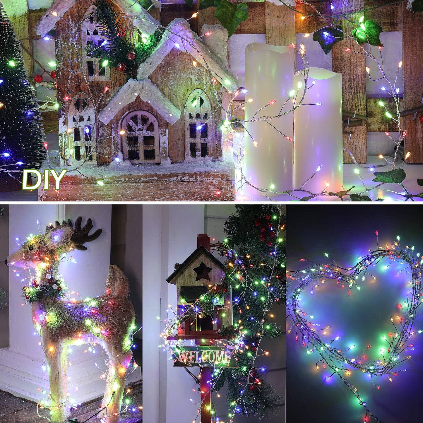 Cluster Lights with Remote, 8 Modes, Adapter