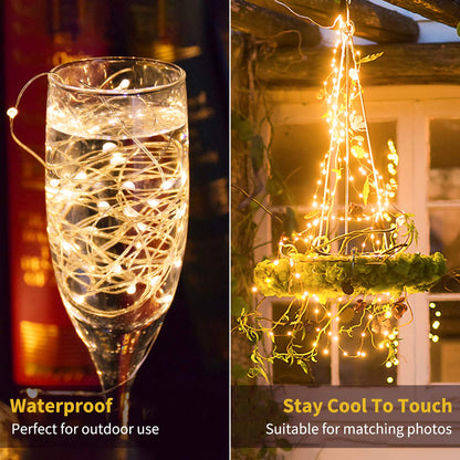 Silver Fairy Lights with Remote, USB/Adapter Powered, 8 Modes