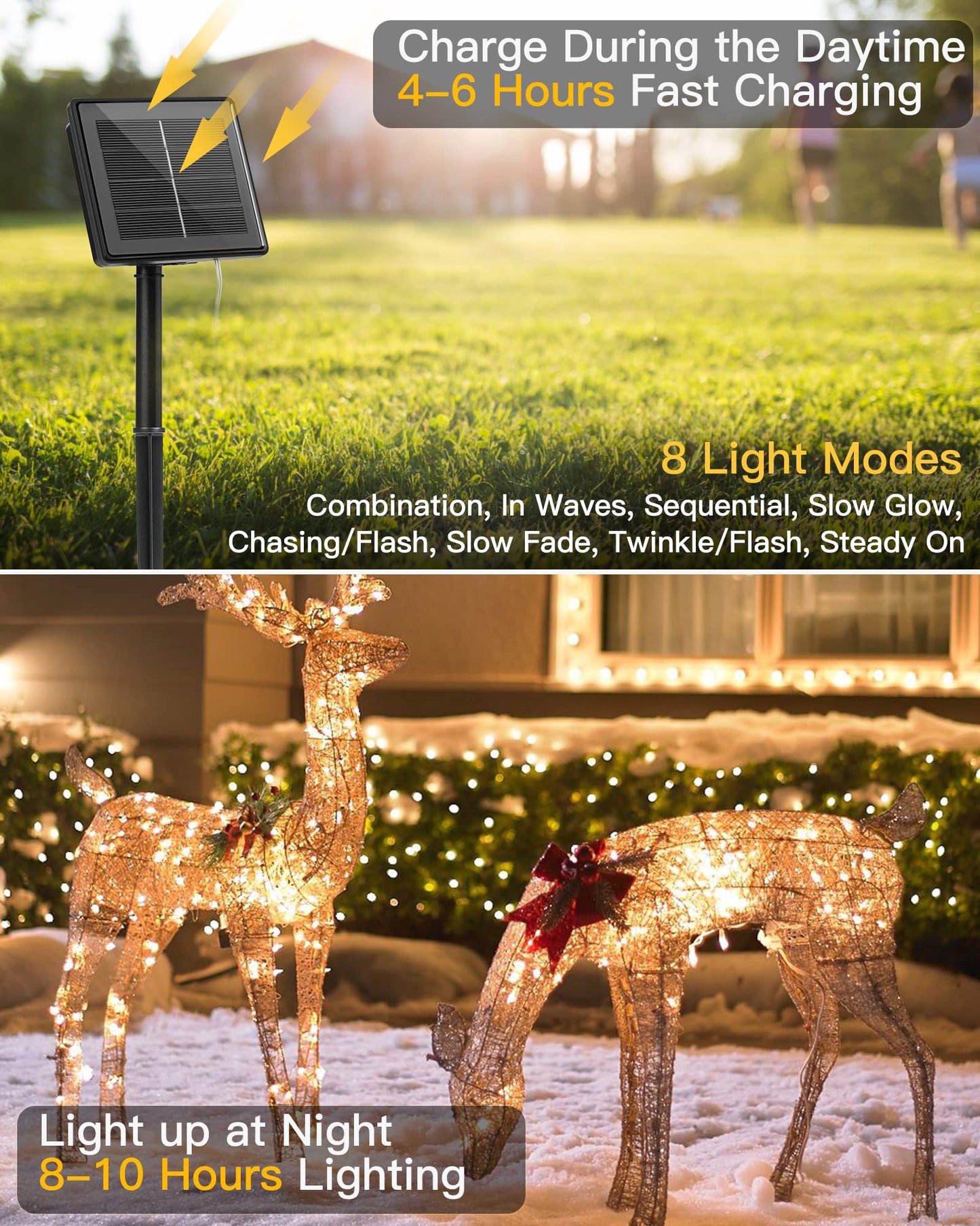 Solar String Lights, Copper Wire, Waterproof, Christmas