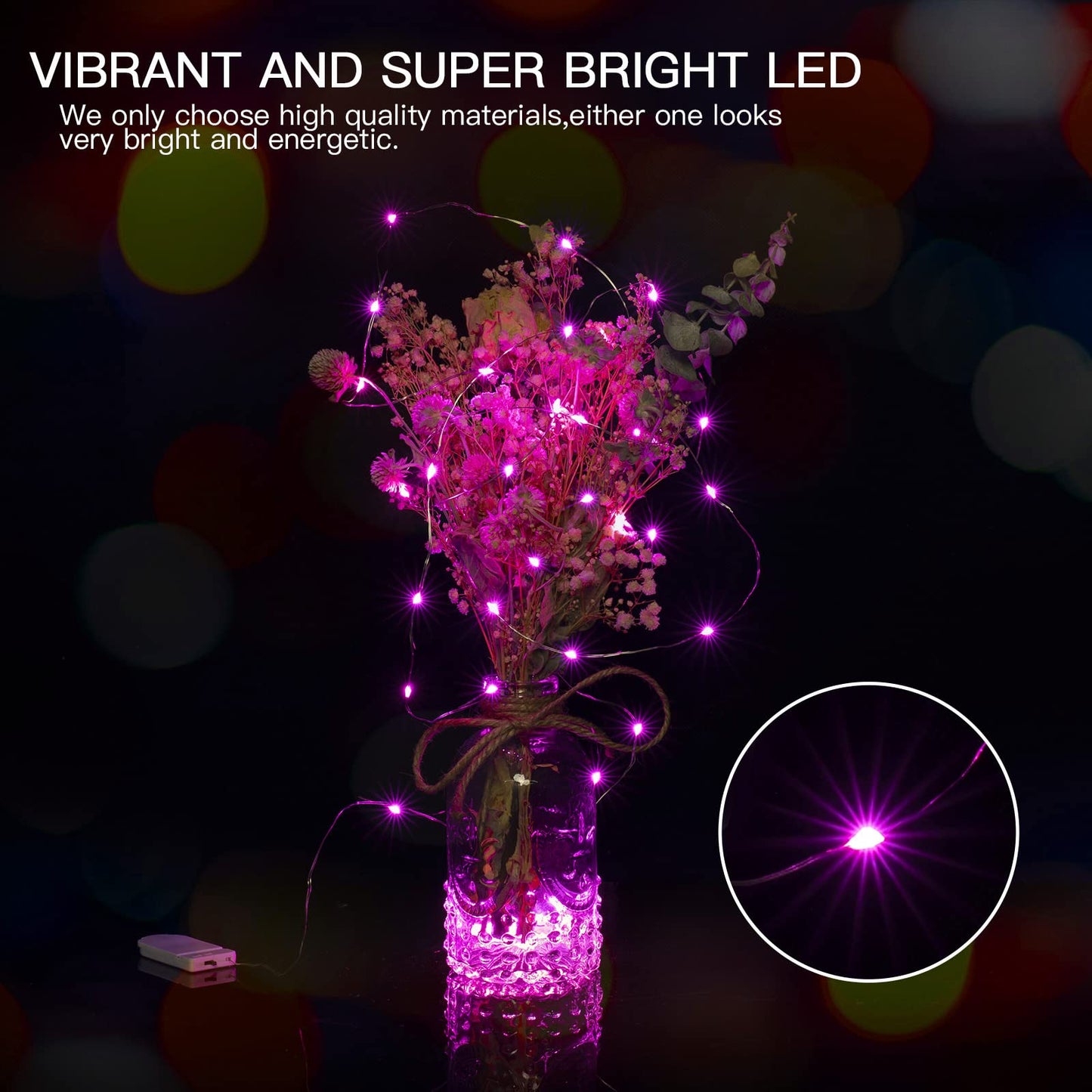Silver Fairy Lights, CR2032 Battery Operated, 7 Feet 20 LED