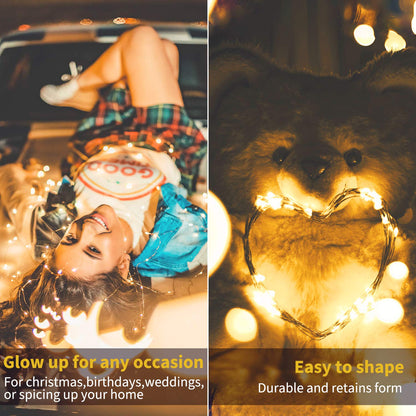 Silver Fairy Lights with Remote, USB/Adapter Powered, 8 Modes