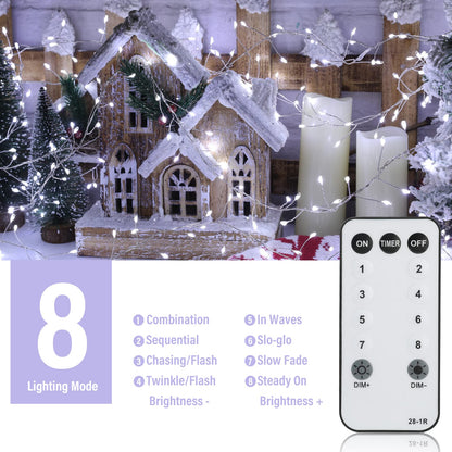 Cluster Lights with Remote, 8 Modes, Adapter