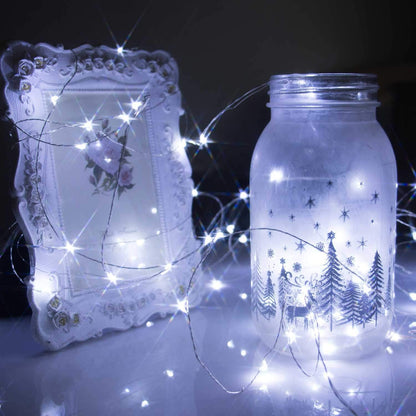 Silver Fairy Lights, CR2032 Battery Operated, 7 Feet 20 LED