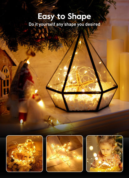 33ft USB Fairy Lights - Copper Wire, 100 LED, Remote Control