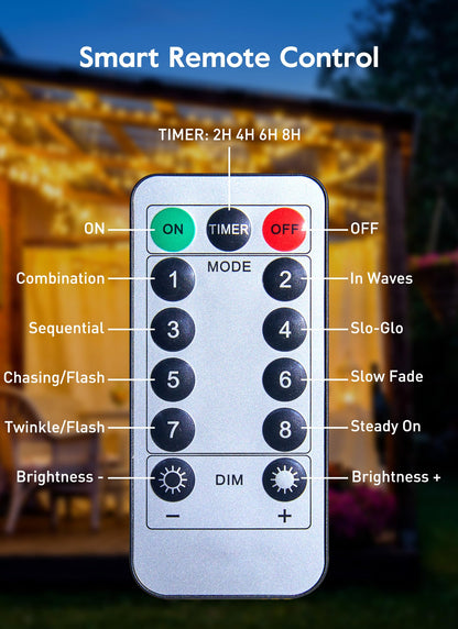 33ft USB Fairy Lights - Copper Wire, 100 LED, Remote Control