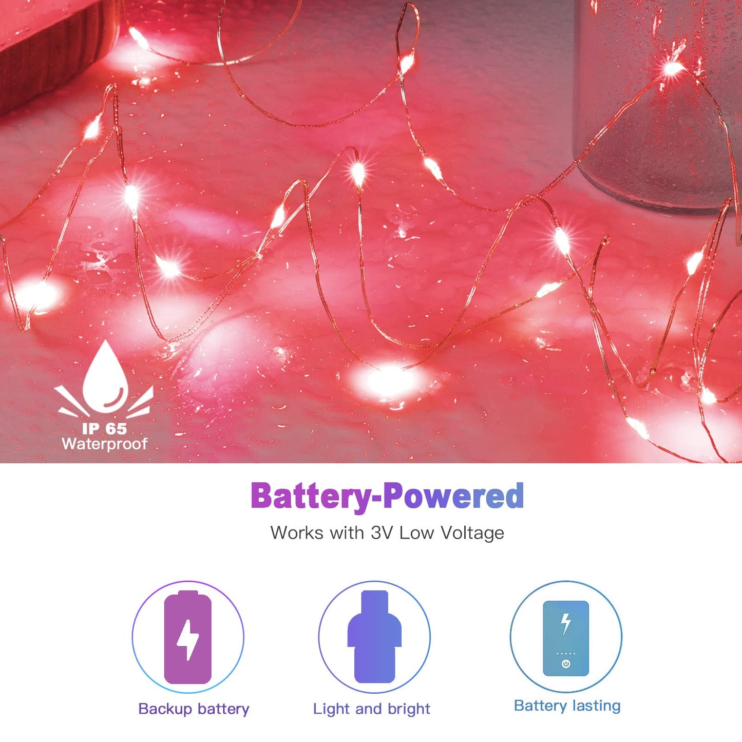 Silver Fairy Lights, CR2032 Battery Operated, 7 Feet 20 LED