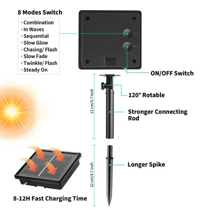 Solar String Lights, Copper Wire, Waterproof, Christmas