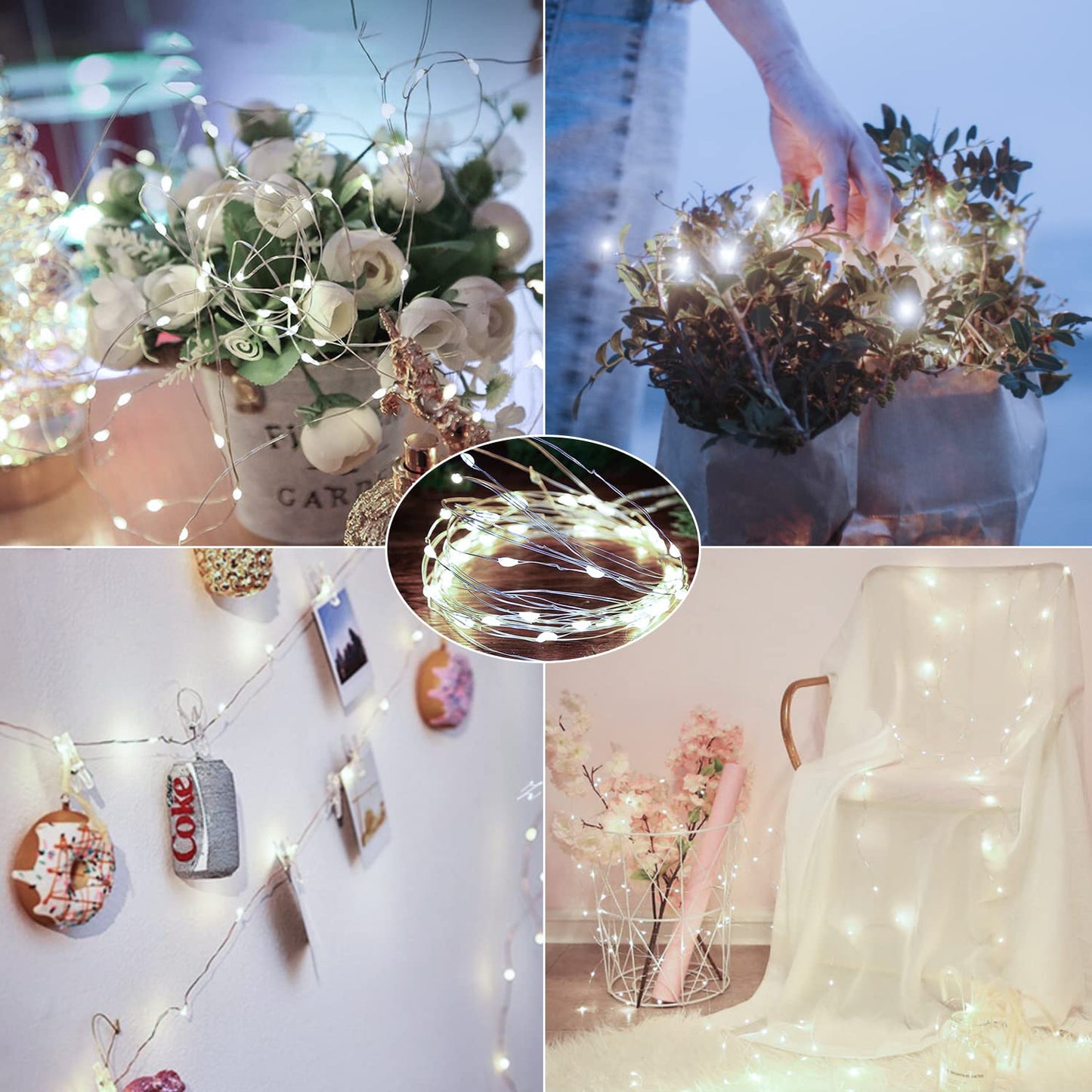 Silver Fairy Lights, CR2032 Battery Operated, 7 Feet 20 LED