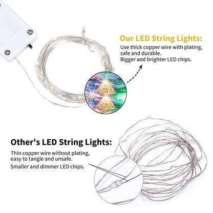 Silver Fairy Lights, CR2032 Battery Operated, 7 Feet 20 LED