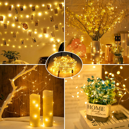 Silver Fairy Lights, CR2032 Battery Operated, 7 Feet 20 LED