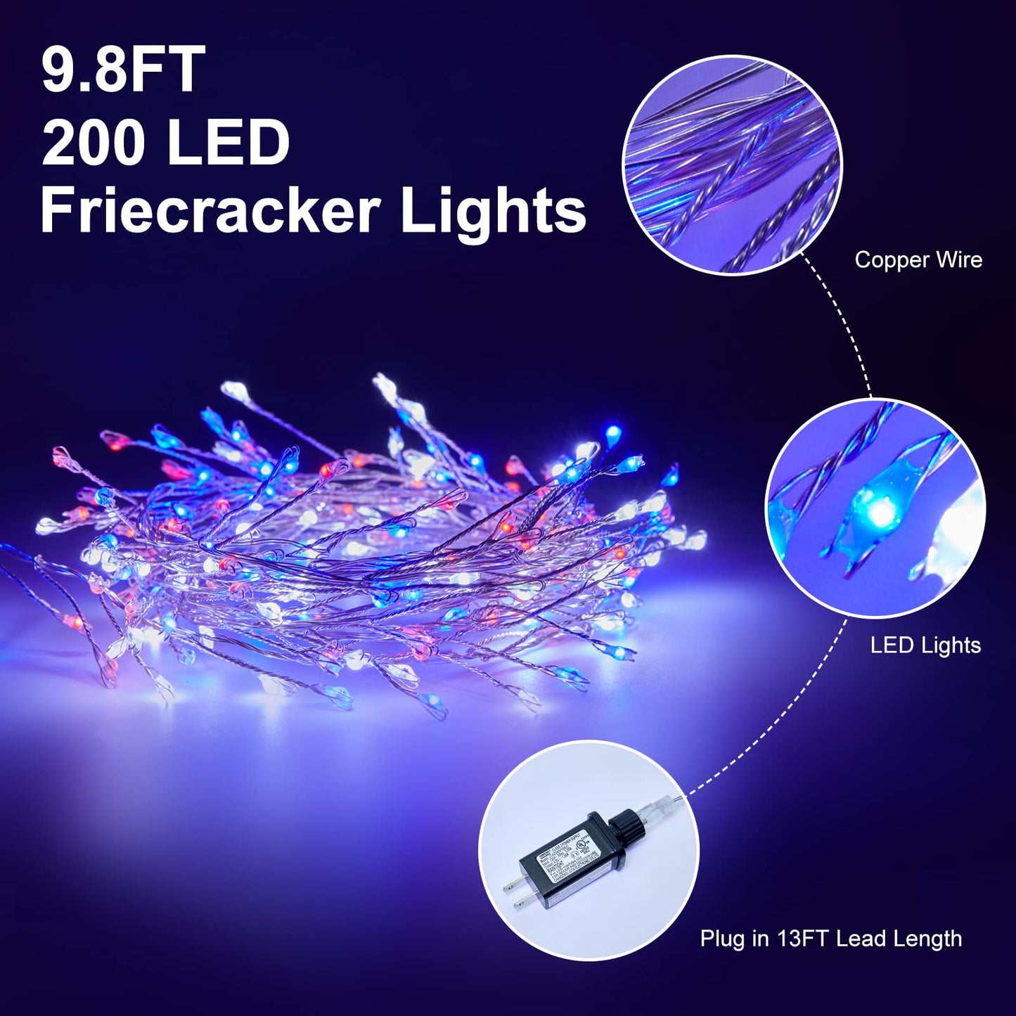 Cluster Lights on Copper Wire with Adapter