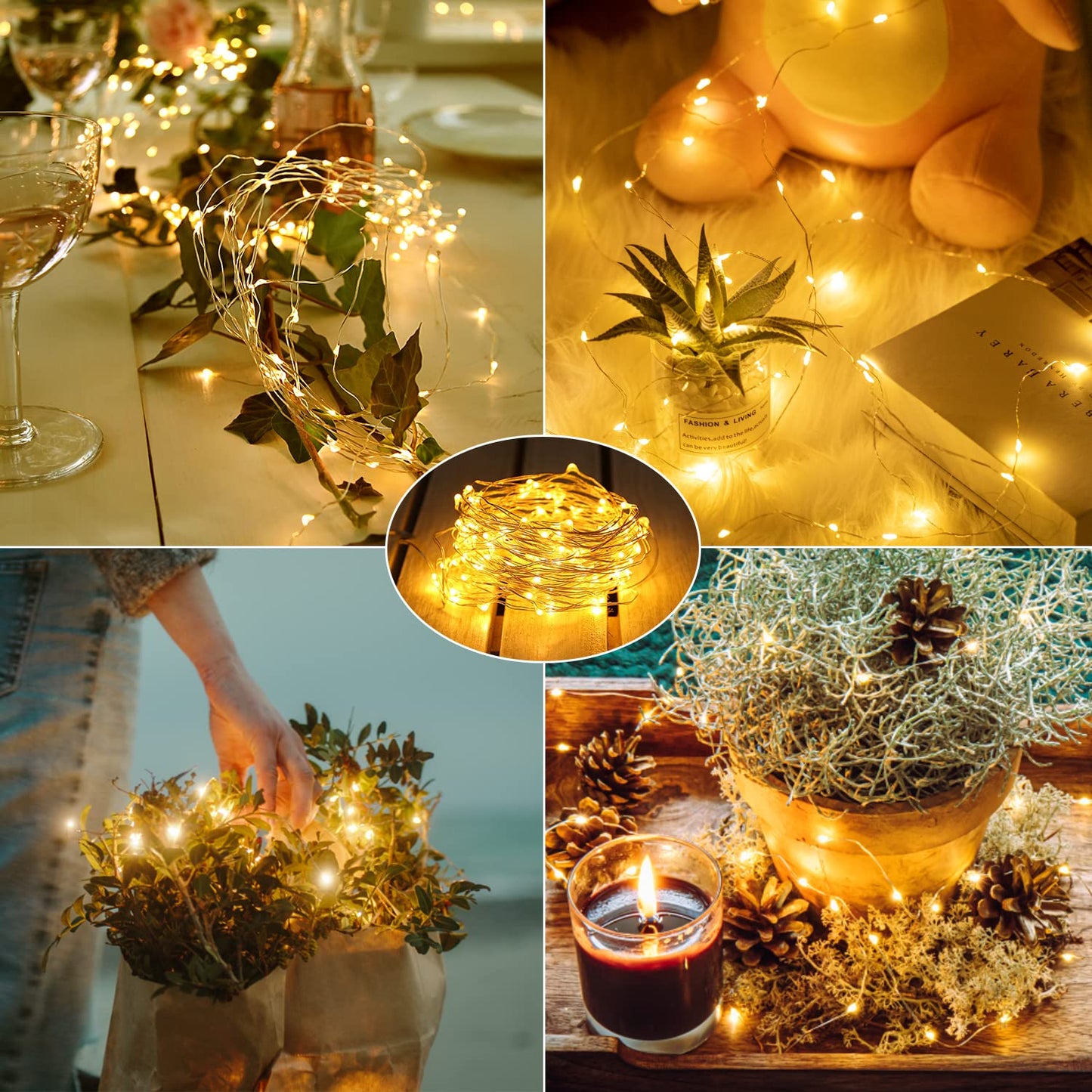 Silver Fairy Lights, CR2032 Battery Operated, 7 Feet 20 LED