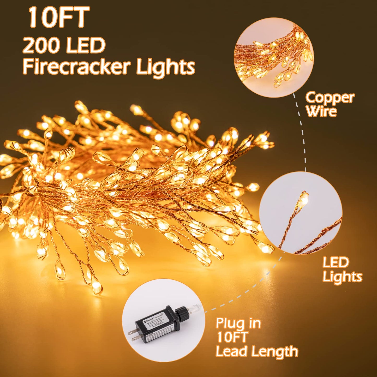 Cluster Lights with Remote, 8 Modes, Adapter
