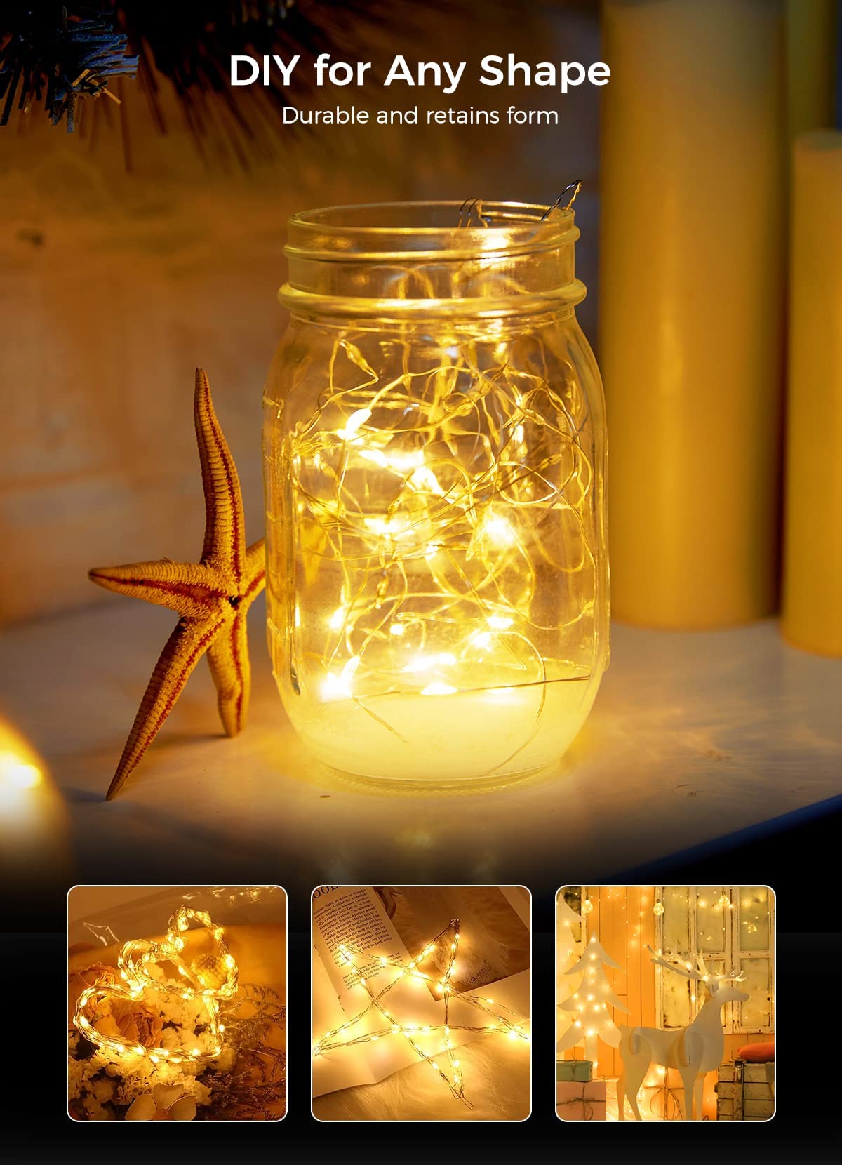Silver Fairy Lights, CR2032 Battery Operated, 7 Feet 20 LED