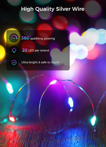 Silver Fairy Lights, CR2032 Battery Operated, 7 Feet 20 LED