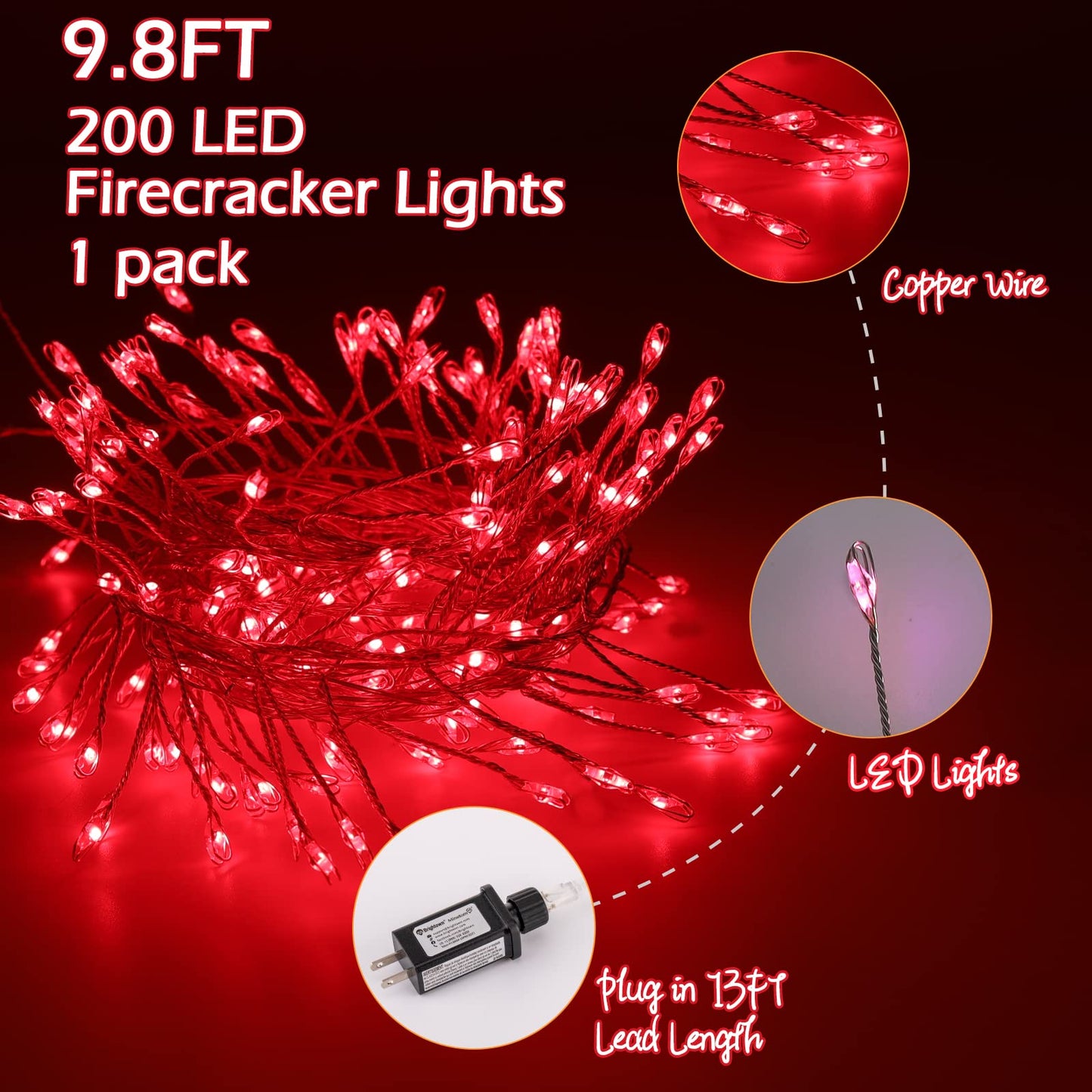 Cluster Lights with Remote, 8 Modes, Adapter