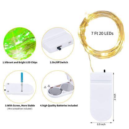 Silver Fairy Lights, CR2032 Battery Operated, 7 Feet 20 LED