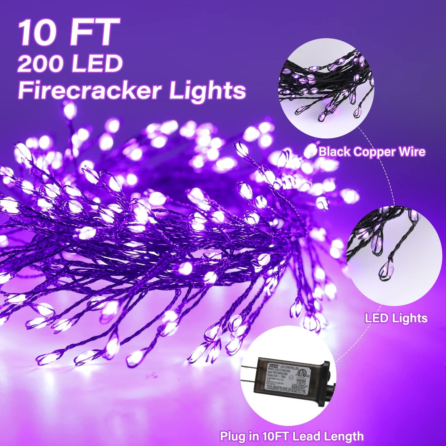 Cluster Lights with Remote, 8 Modes, Adapter