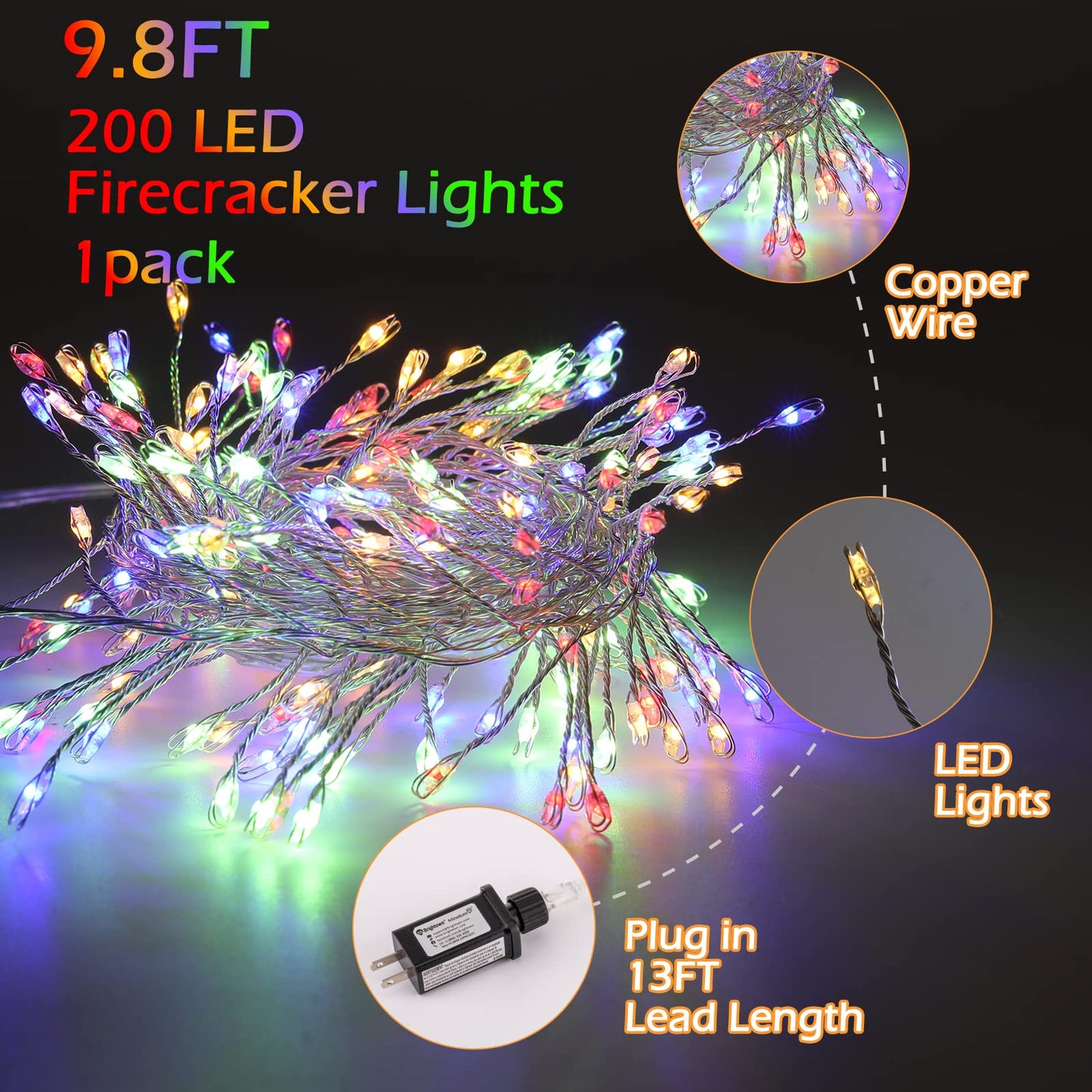 Cluster Lights with Remote, 8 Modes, Adapter