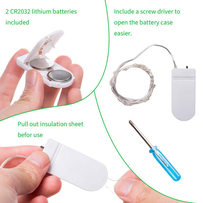 Silver Fairy Lights, CR2032 Battery Operated, 7 Feet 20 LED