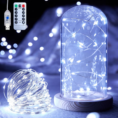 33ft USB Fairy Lights - Copper Wire, 100 LED, Remote Control