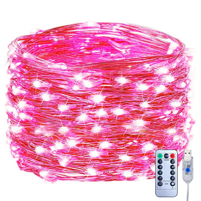 33ft USB Fairy Lights - Copper Wire, 100 LED, Remote Control